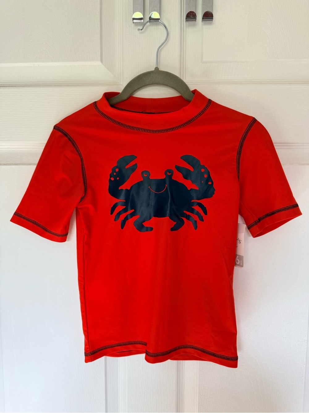 Carter's Red/Orange Short-Sleeve Rashguard with Navy Crab Graphic NWT $44 MSRP